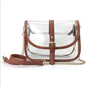 NWOT Amazon Clear Crossbody Purse with Gold Chain